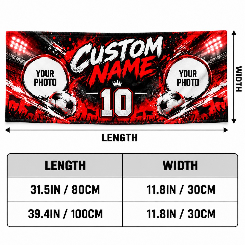 1枚入り、カスタムデザインのサッカーファン用タオル。写真や名 - Party Games Name のレビューと価格