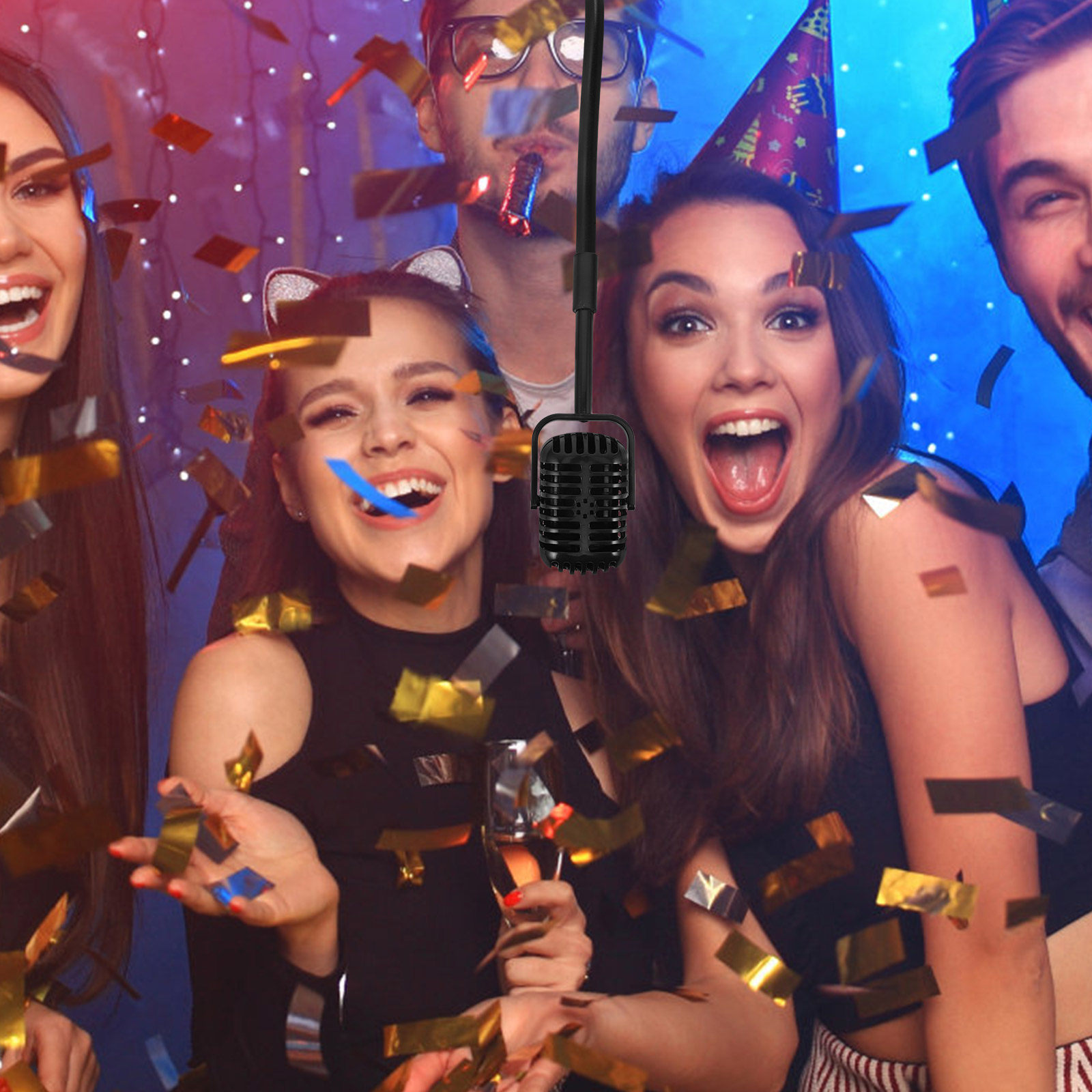 偽のマイク、レトロな雰囲気の装飾用マイク。音楽をテーマにした - Party Games Night のレビューと価格